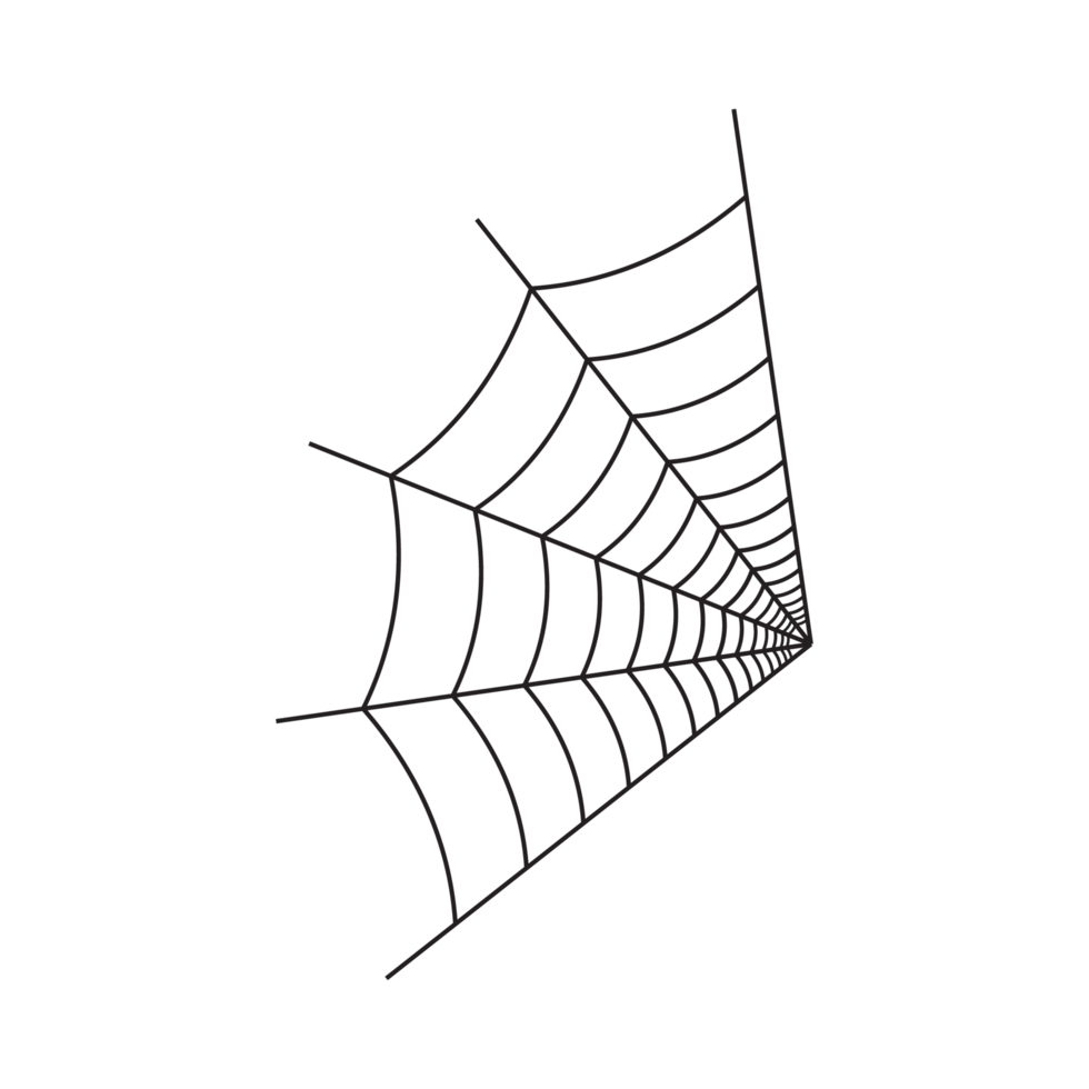 Halloween simple spider web silhouette. Old spider web image with black color. Halloween design of the black spider web on a transparent background. png