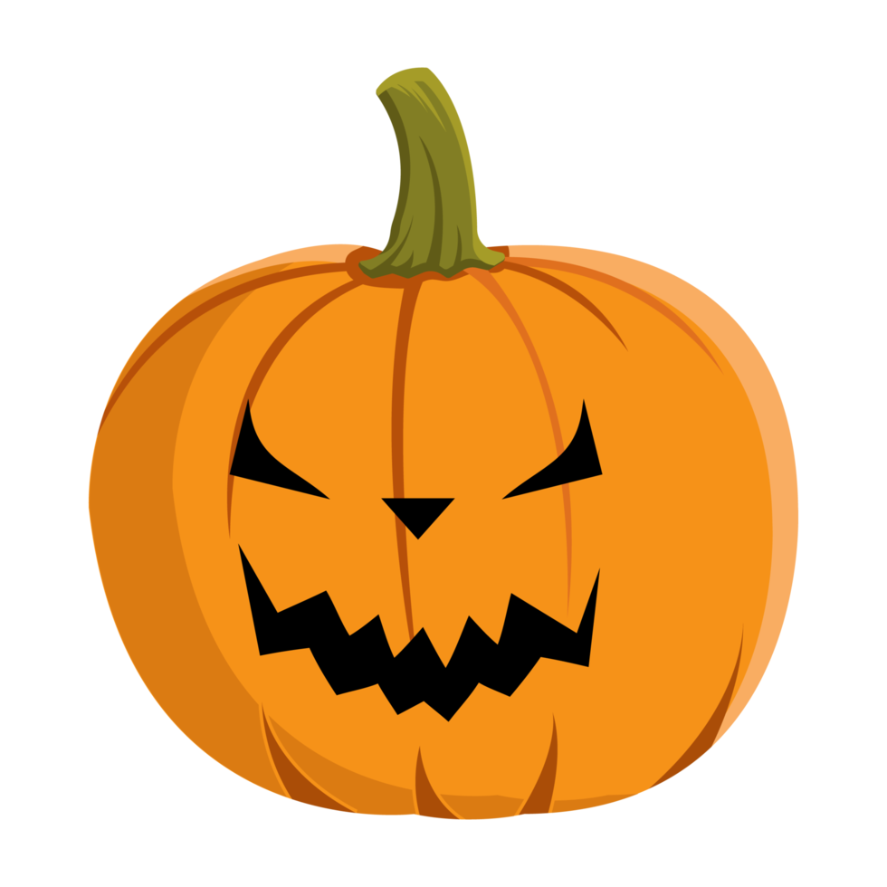 éléments d'halloween png. conception de lanterne de citrouille avec un visage maléfique sur un fond transparent. image de citrouille aux yeux effrayants pour l'événement d'halloween aux couleurs orange et vertes. png