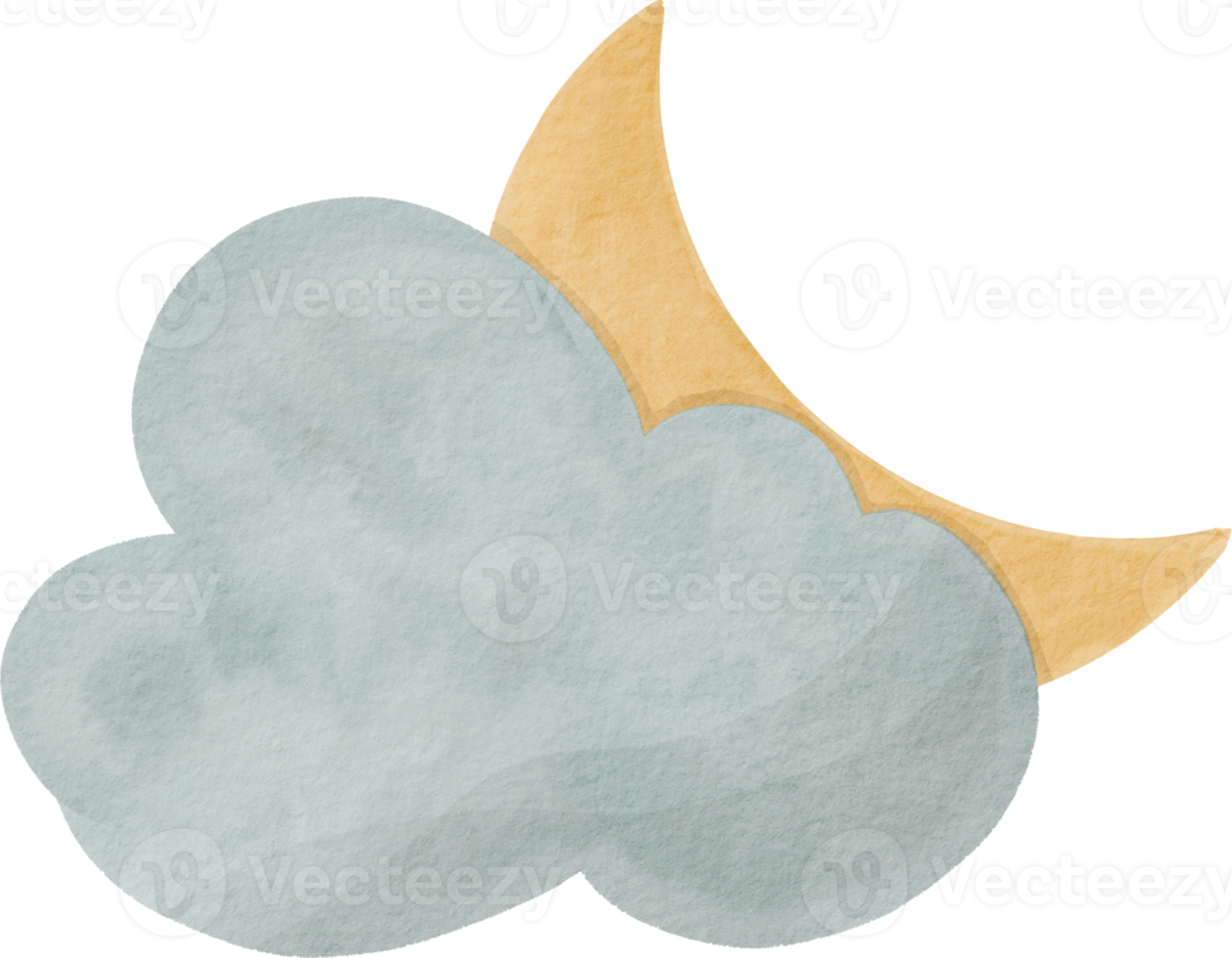 waterverf wolk en maan png