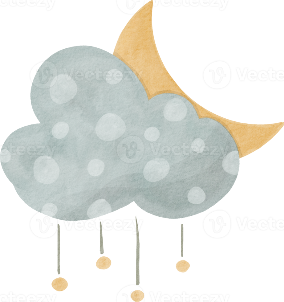 watercolor cloud and moon png
