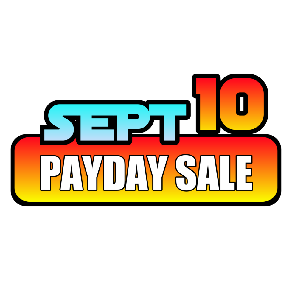 Payday sale september 10 banner, colorful with transparent background png