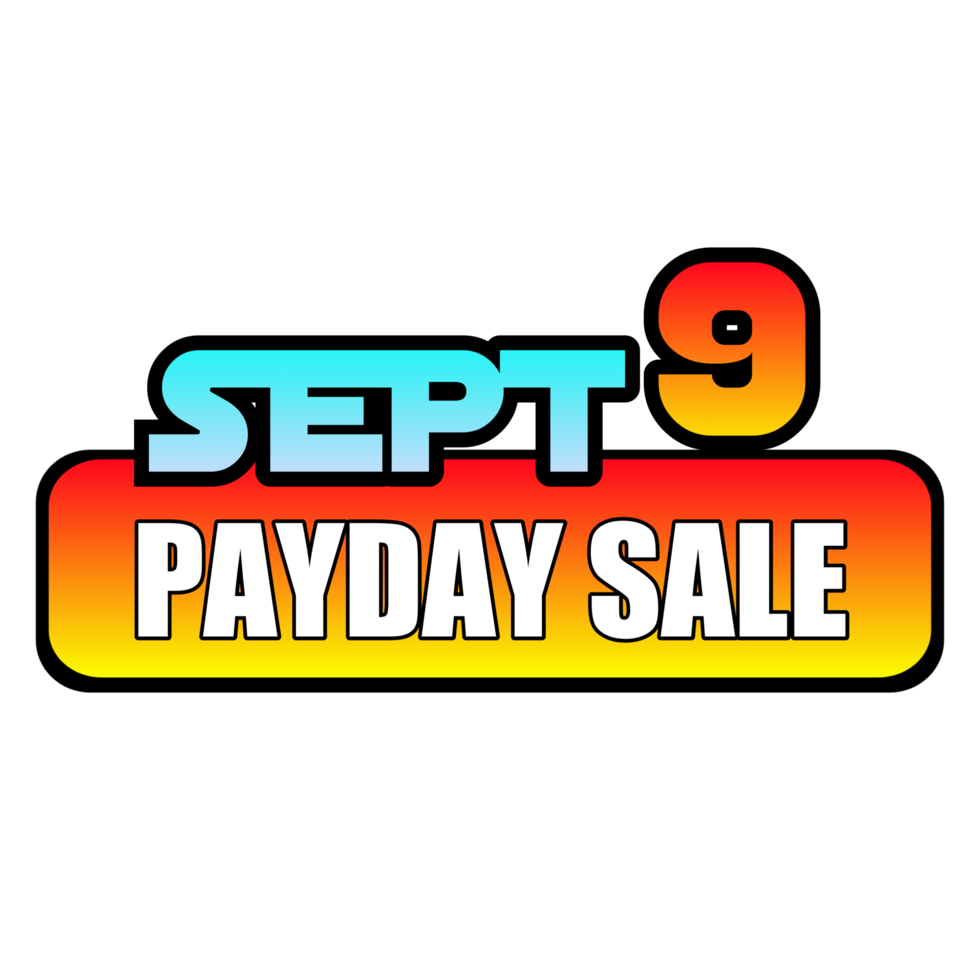 Payday sale september 9 banner, colorful with transparent background png