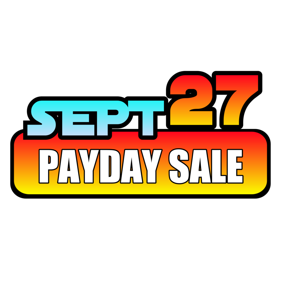 banner de venta de día de pago el 27 de septiembre, colorido con fondo transparente png