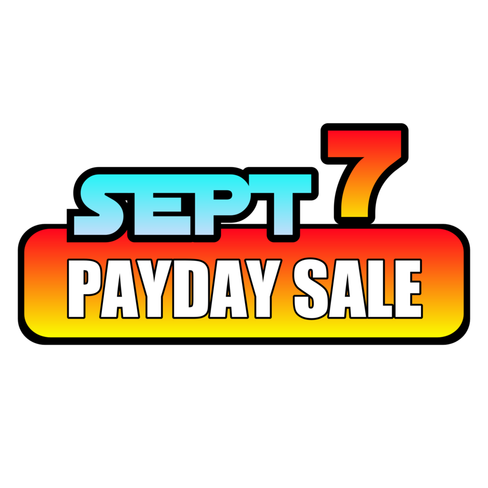 Payday sale september 7 banner, colorful with transparent background png