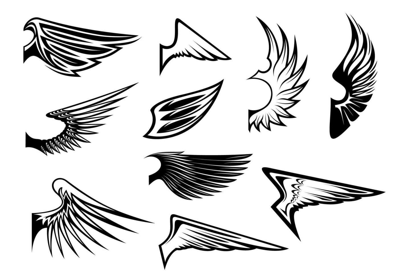 Set of heraldic wings vector