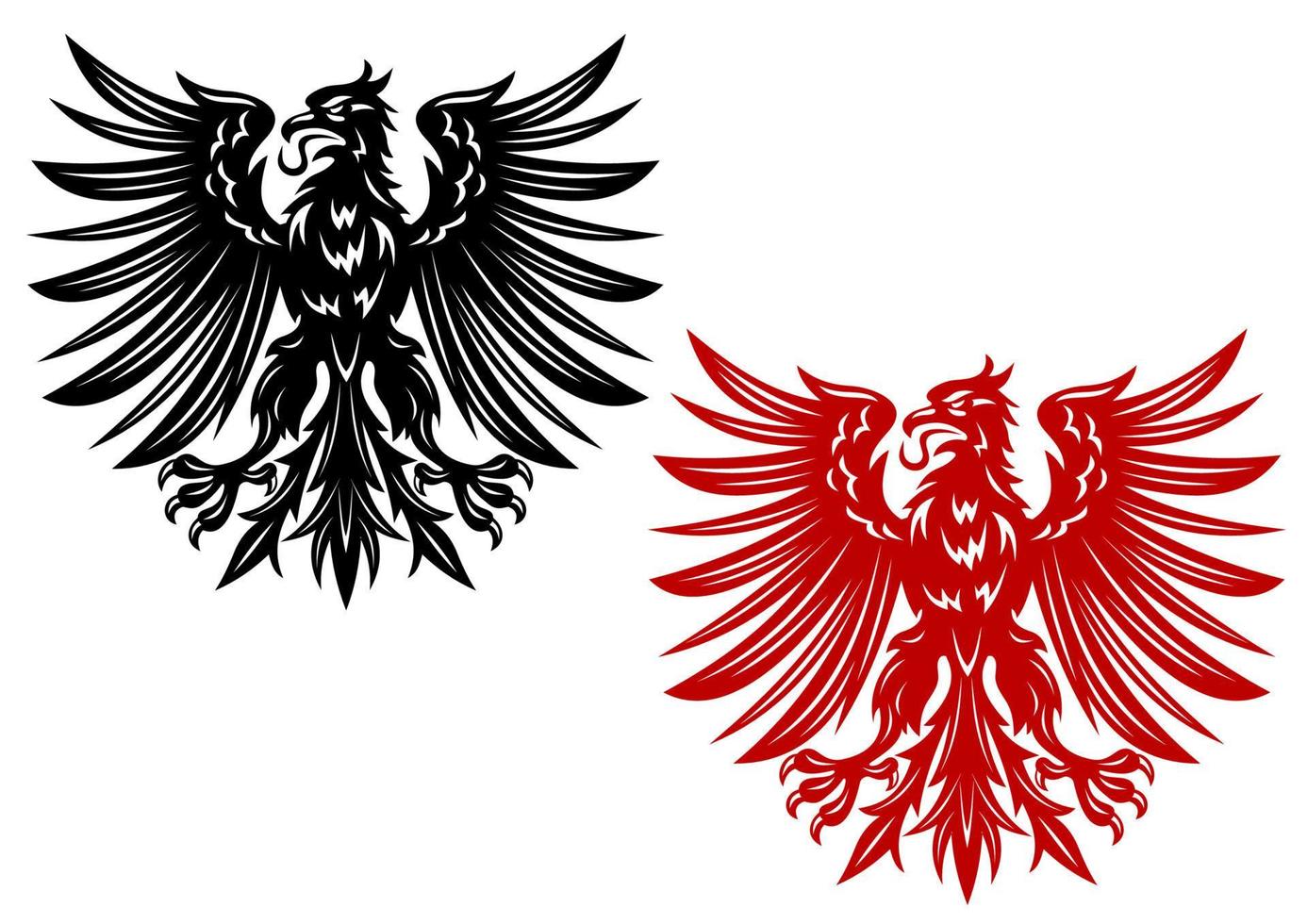 águilas heráldicas rojas y negras vector