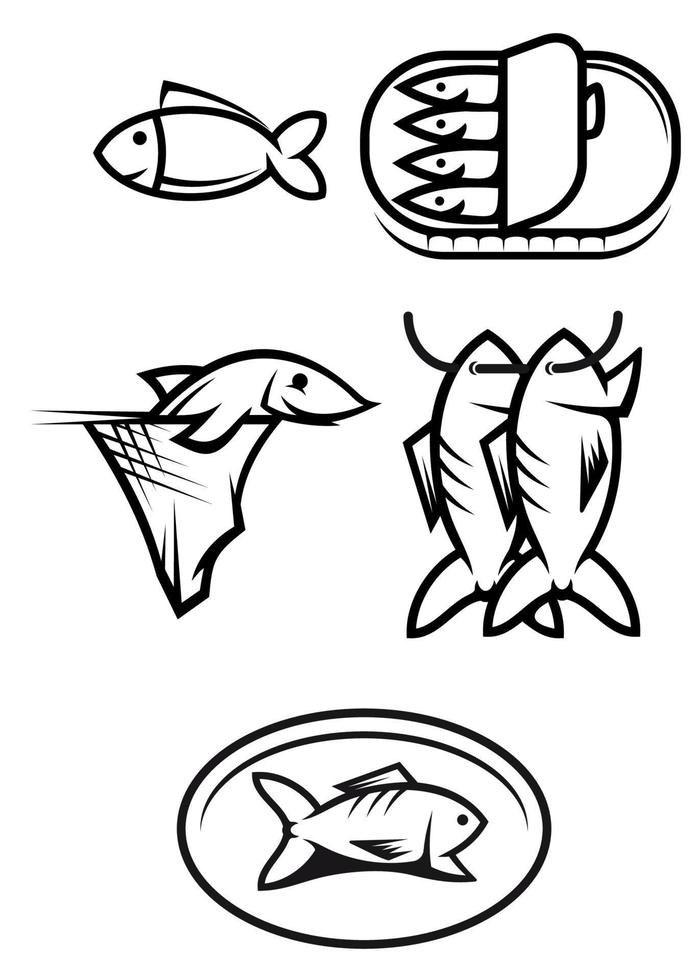 símbolos de comida de pescado vector