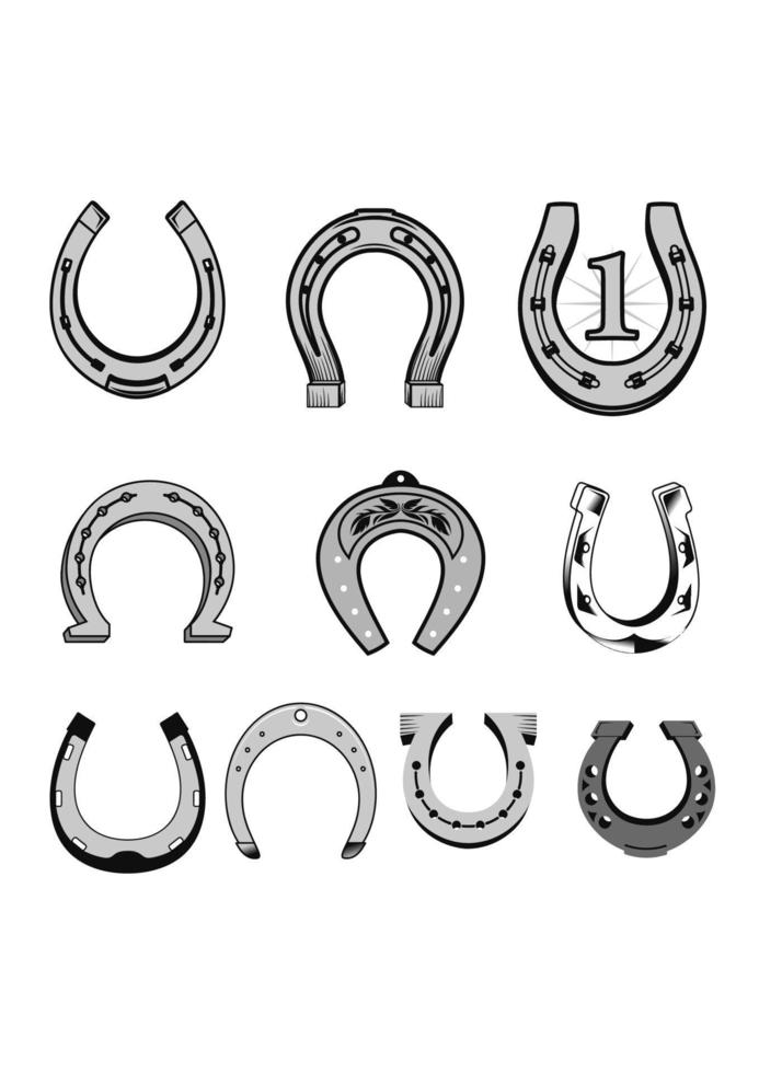 Set of horseshoes elements vector