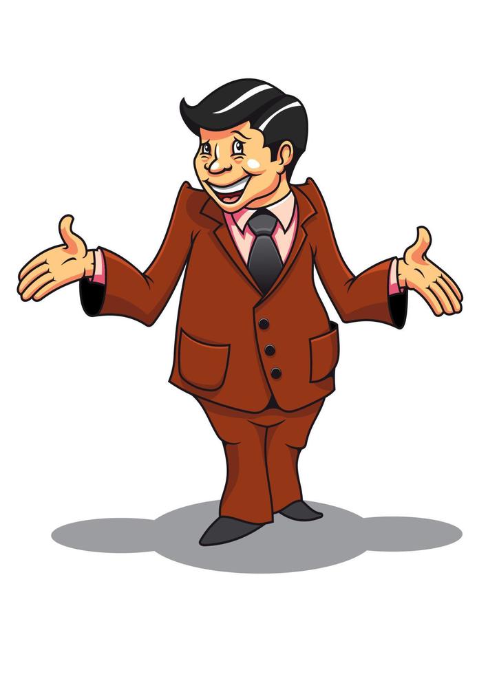 Smiling cartoon businessman character vector