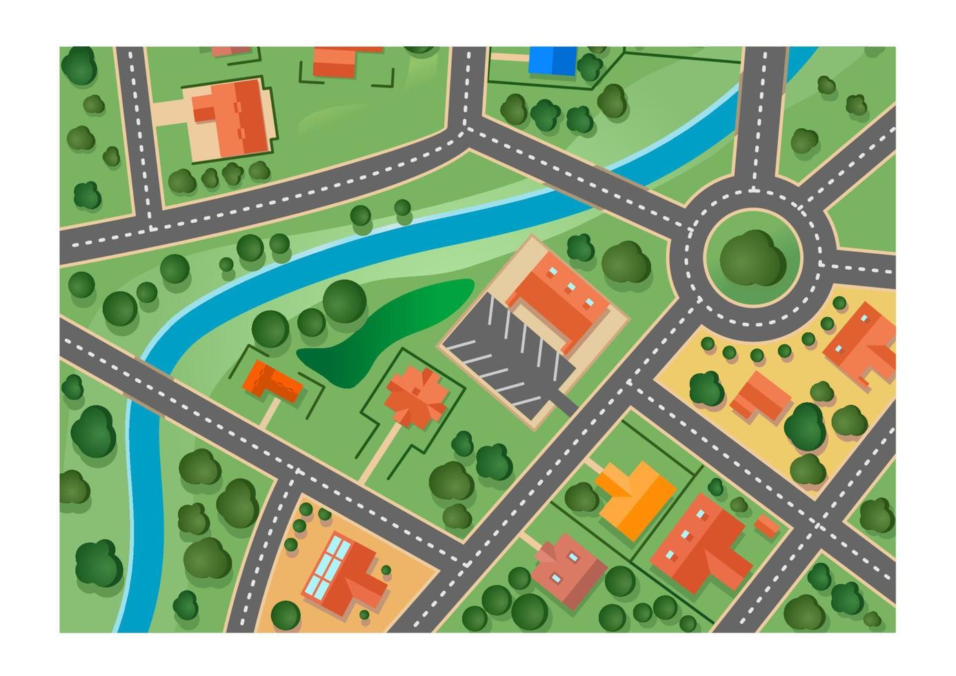 Map of suburb village vector