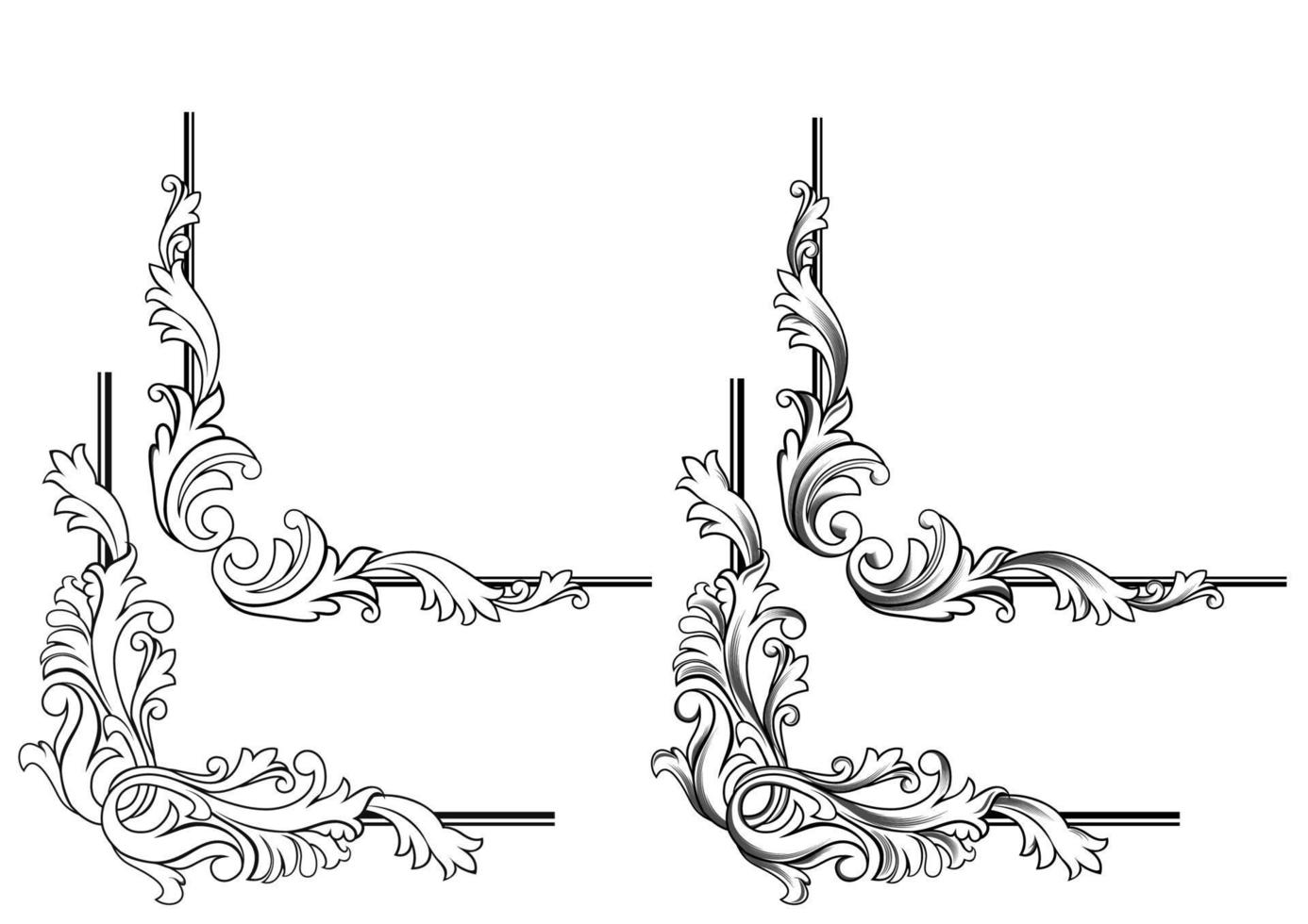 Swirl floral corner frame elements vector
