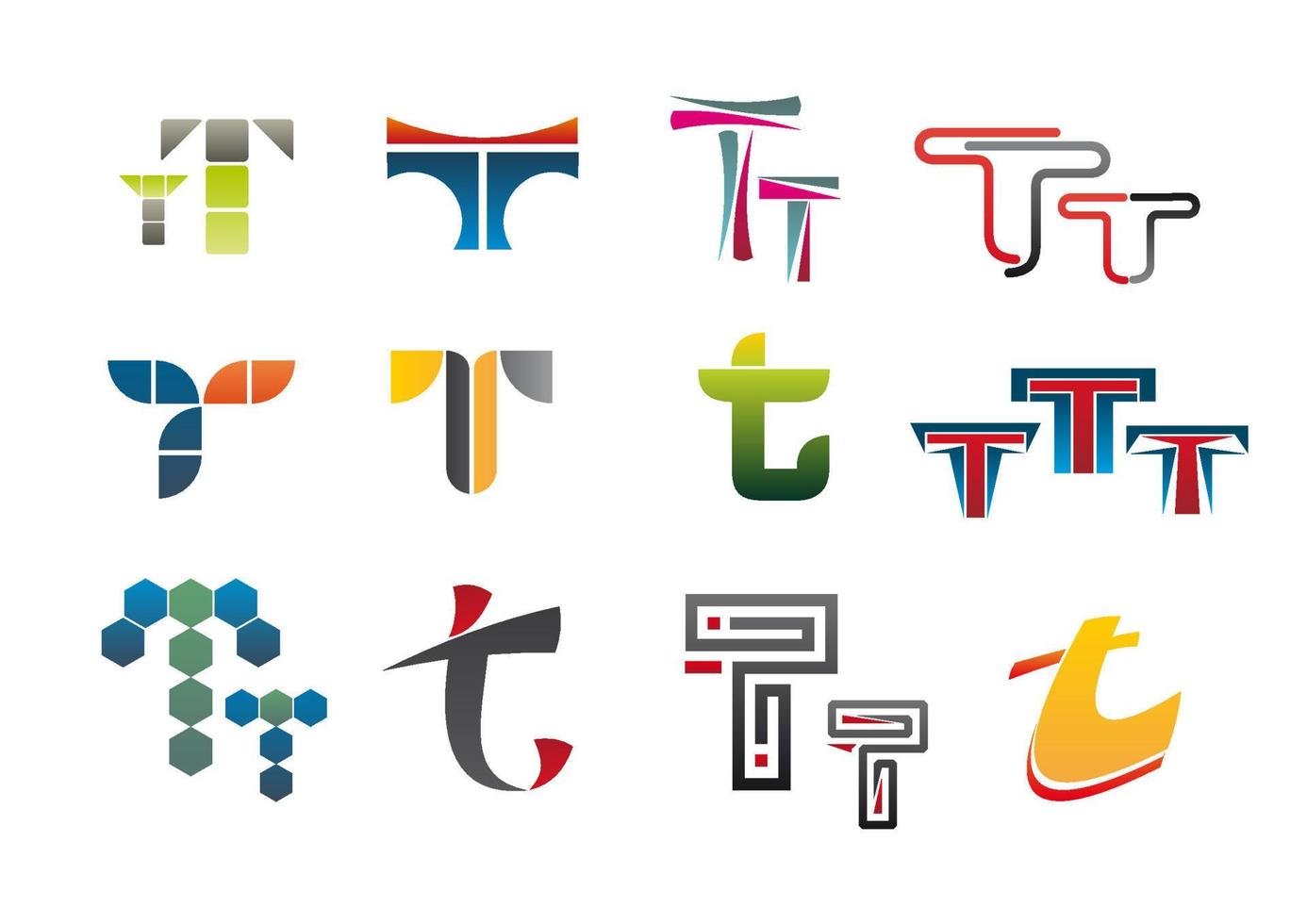 Symbols of letter T vector