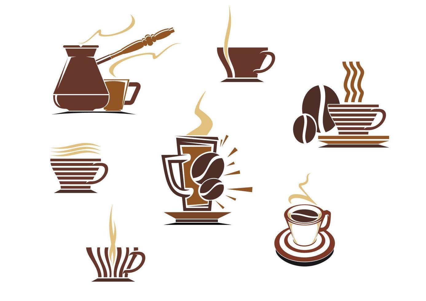 Coffee and tea symbols and icons vector