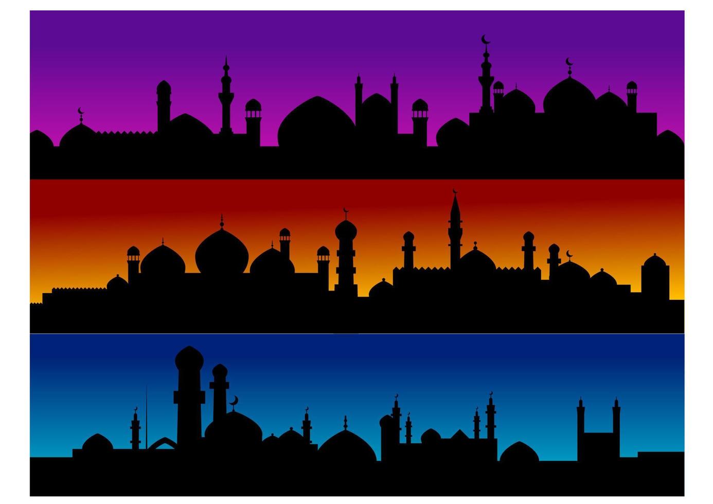 Mosque cityscapes, islamic architecture vector