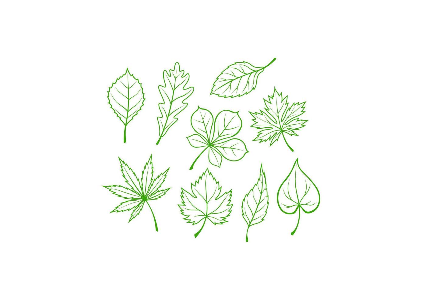Green leaves silhouettes vector