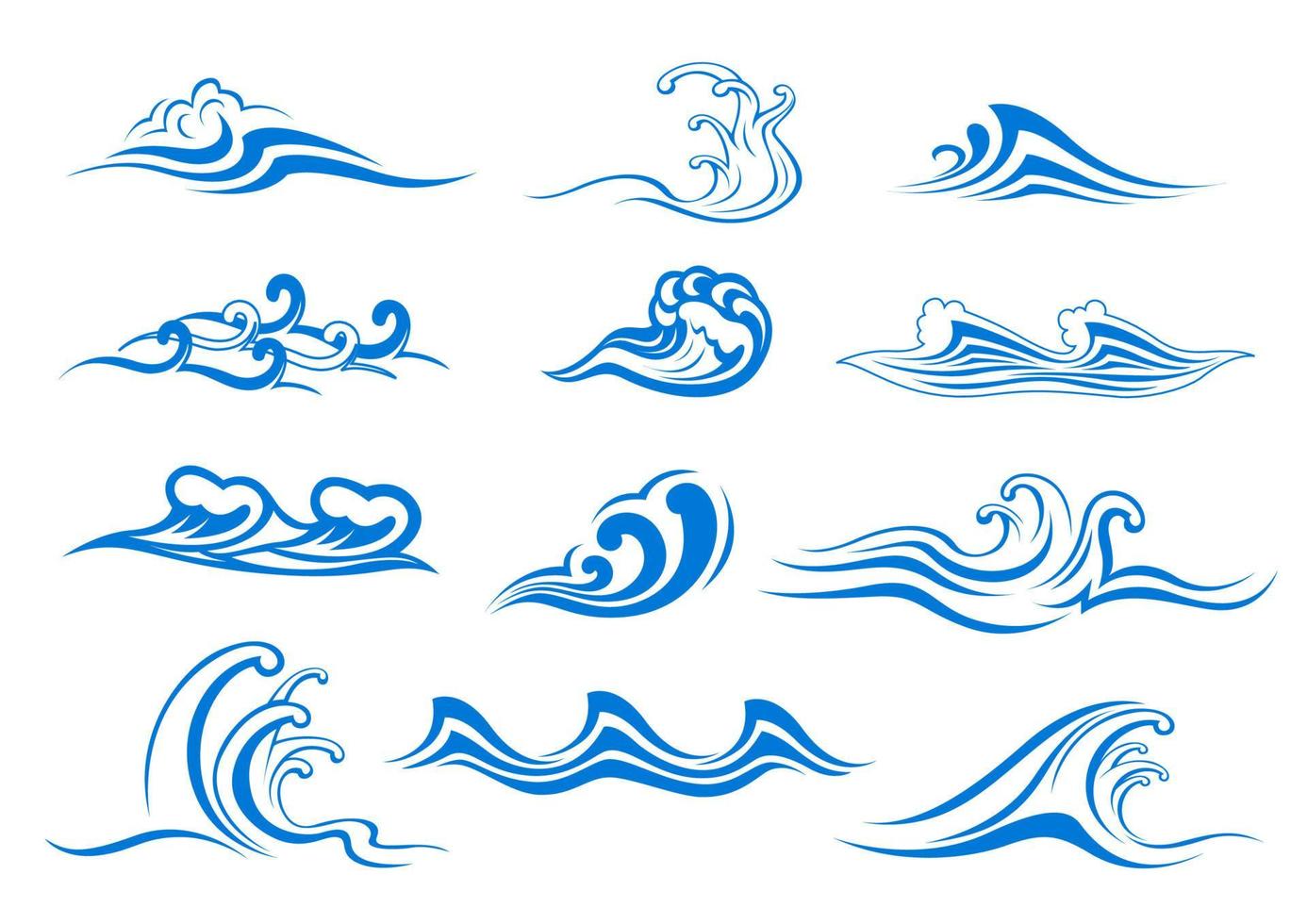 Set of wave symbols vector