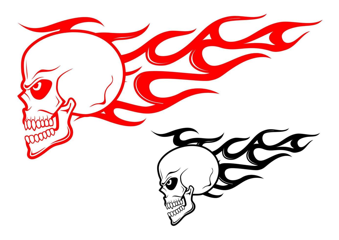 Danger skull with flames vector