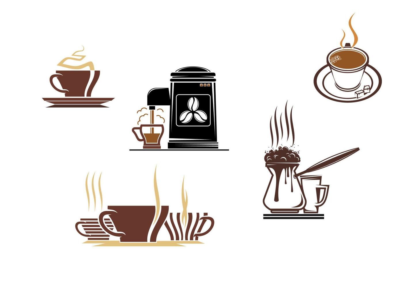 Coffee and tea symbols and icons vector