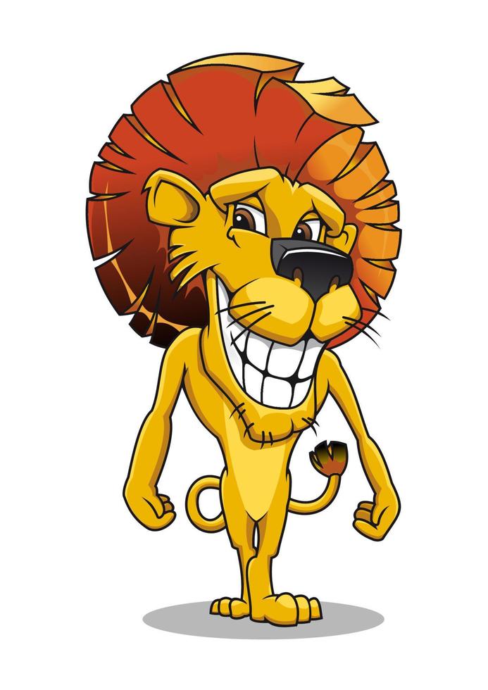 León sonriente de dibujos animados vector