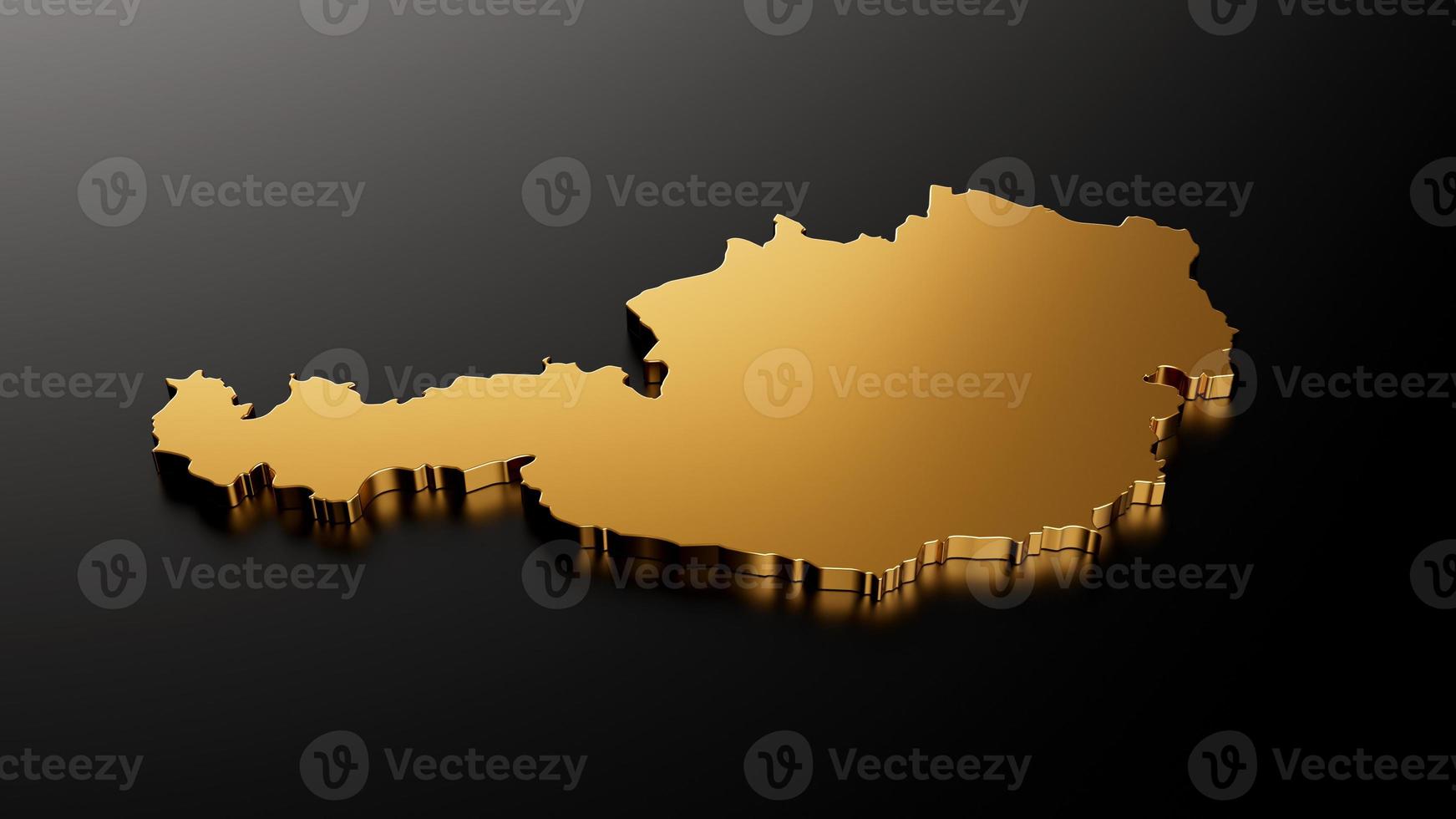 Austria exclusive gold map on black background 3d illustration photo