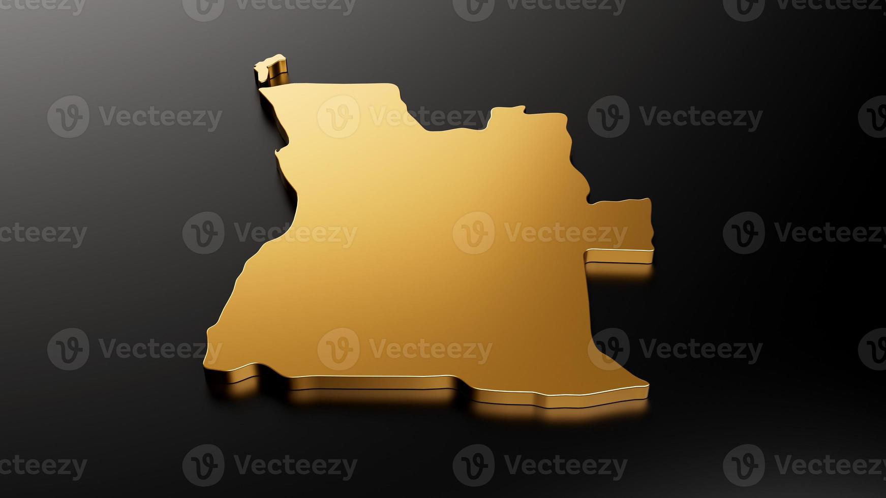 Angola exclusive gold map on black background 3d illustration photo