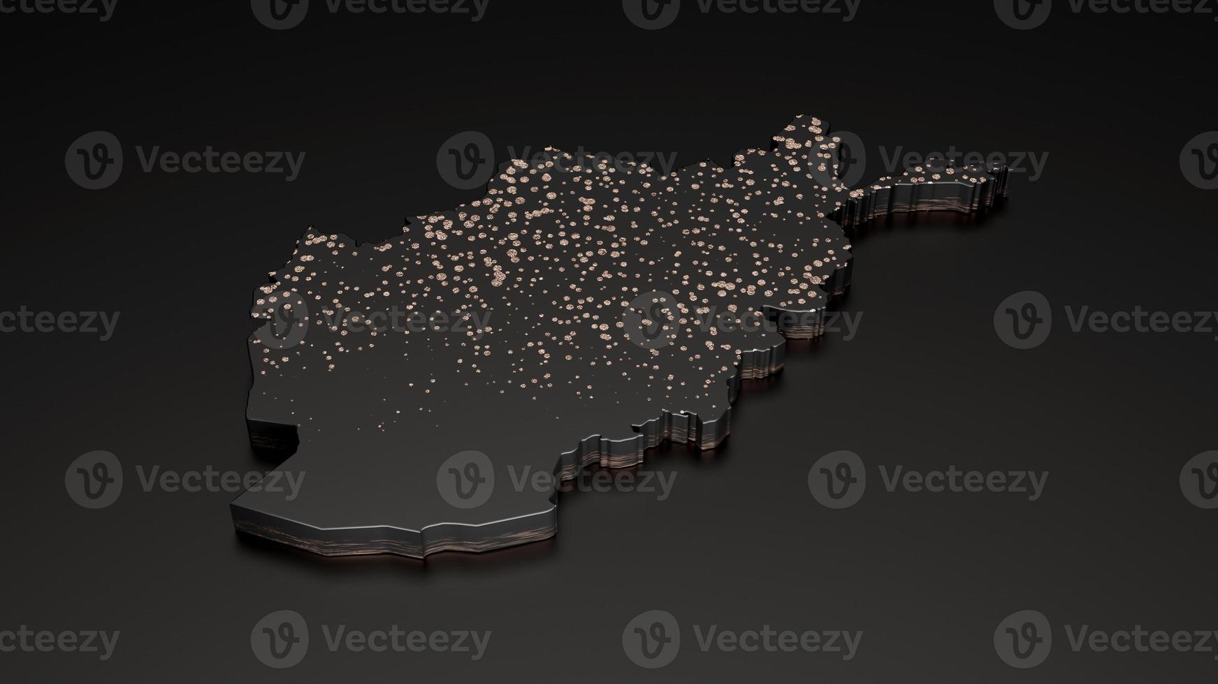 ilustración 3d del mapa premium metálico de afganistán foto