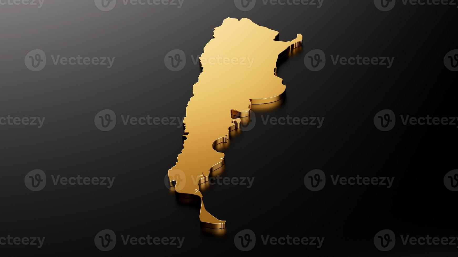 Argentina exclusive gold map on black background 3d illustration photo