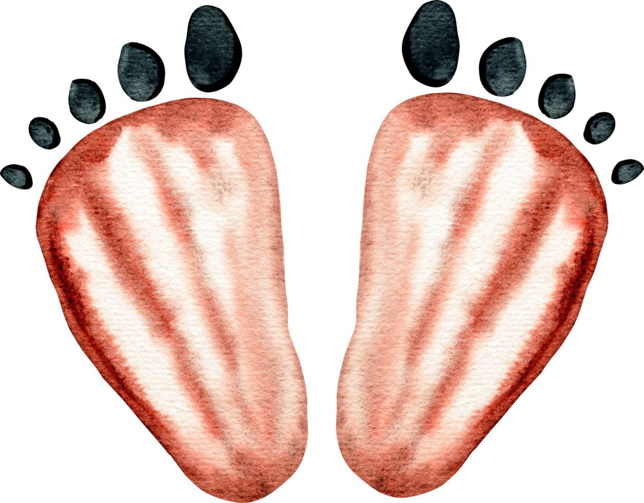 Watercolor cartoon human footprints png