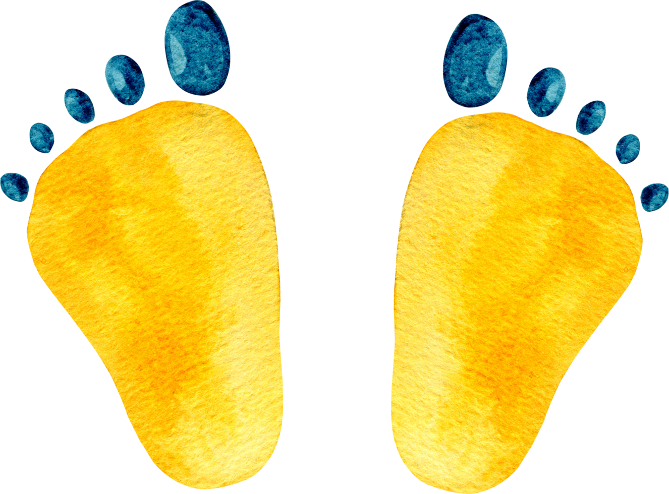 Watercolor cartoon human footprints png