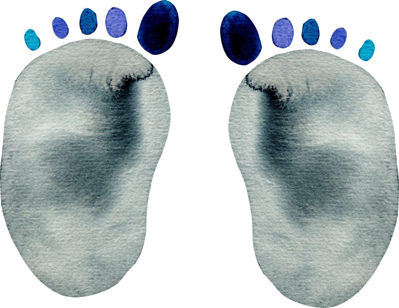 Watercolor cartoon human footprints png