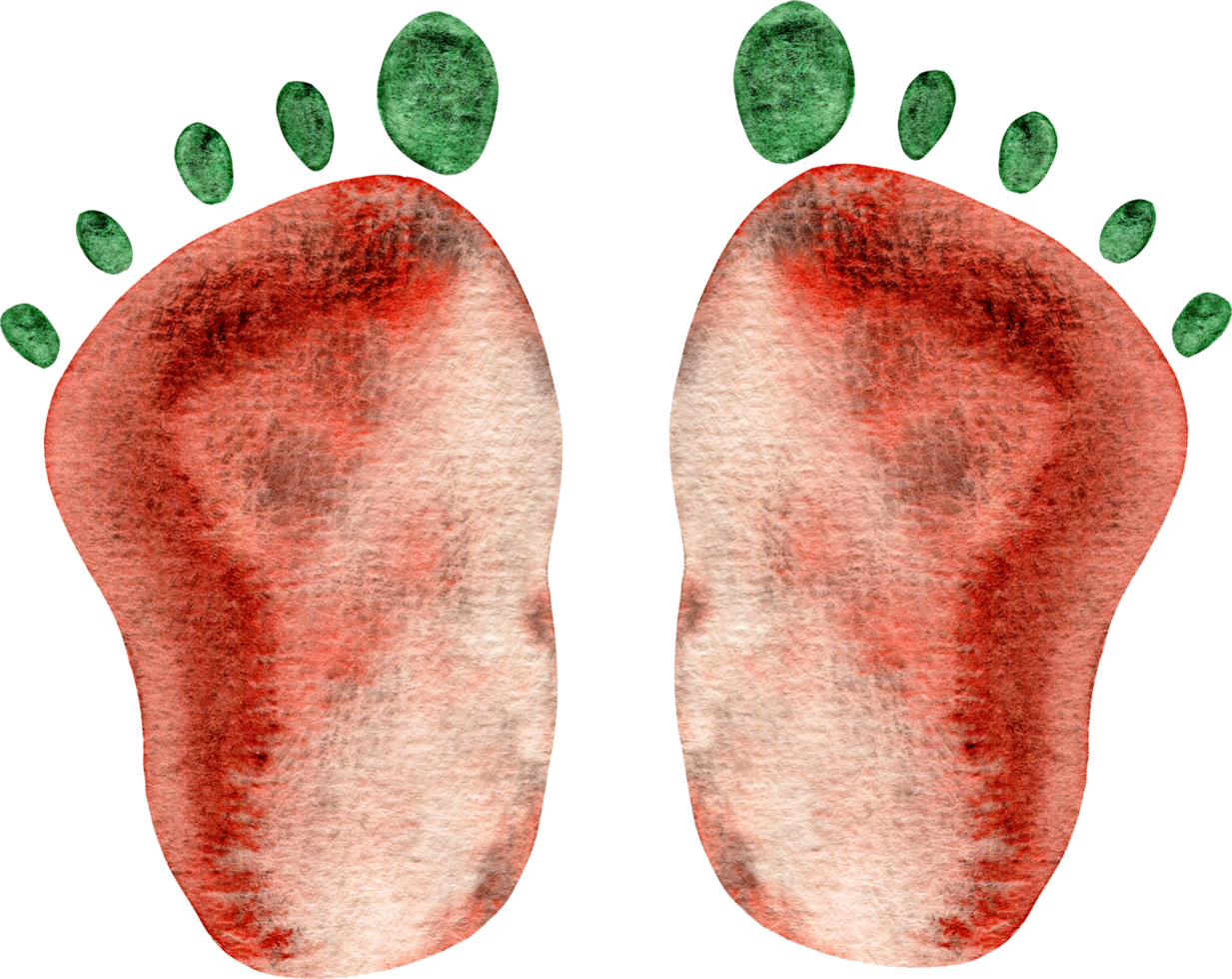 Watercolor cartoon human footprints png