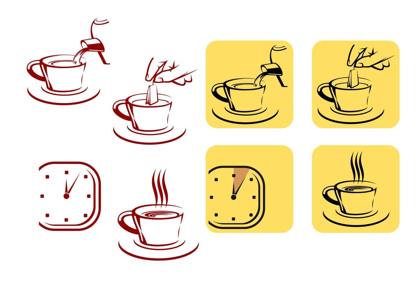 iconos de preparación de té vector