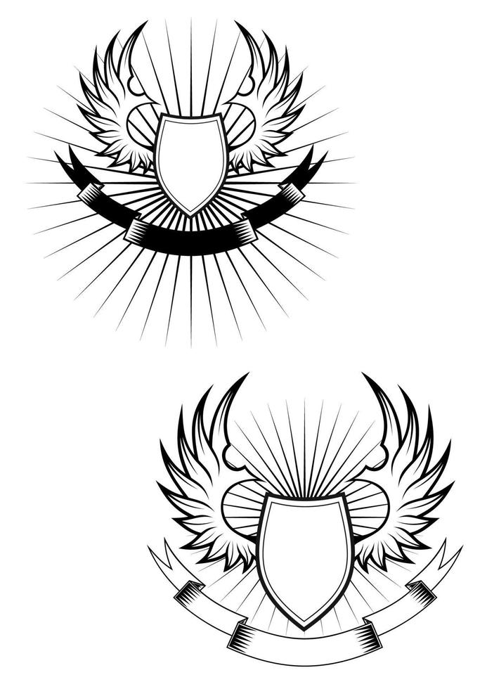 Heraldic shield elements vector