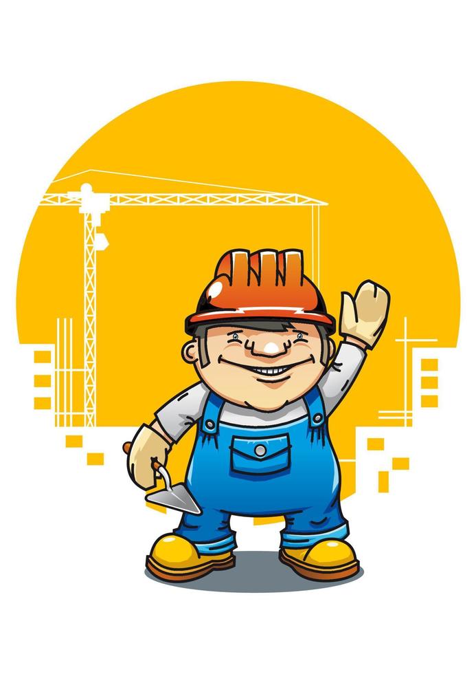 divertido constructor sonriente vector