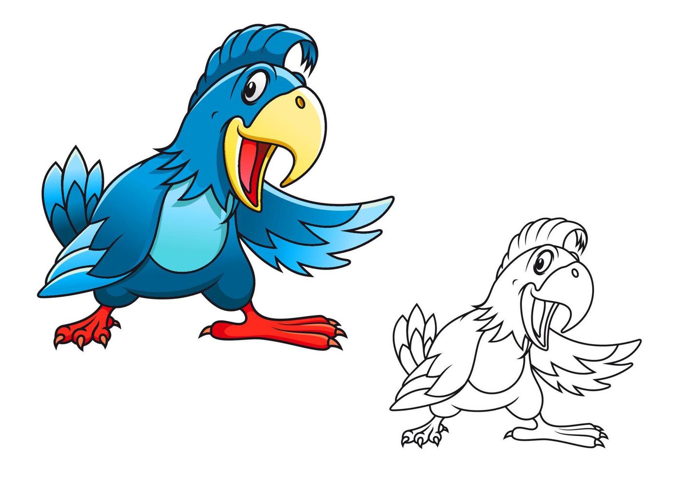 Blue cartoon parrot vector