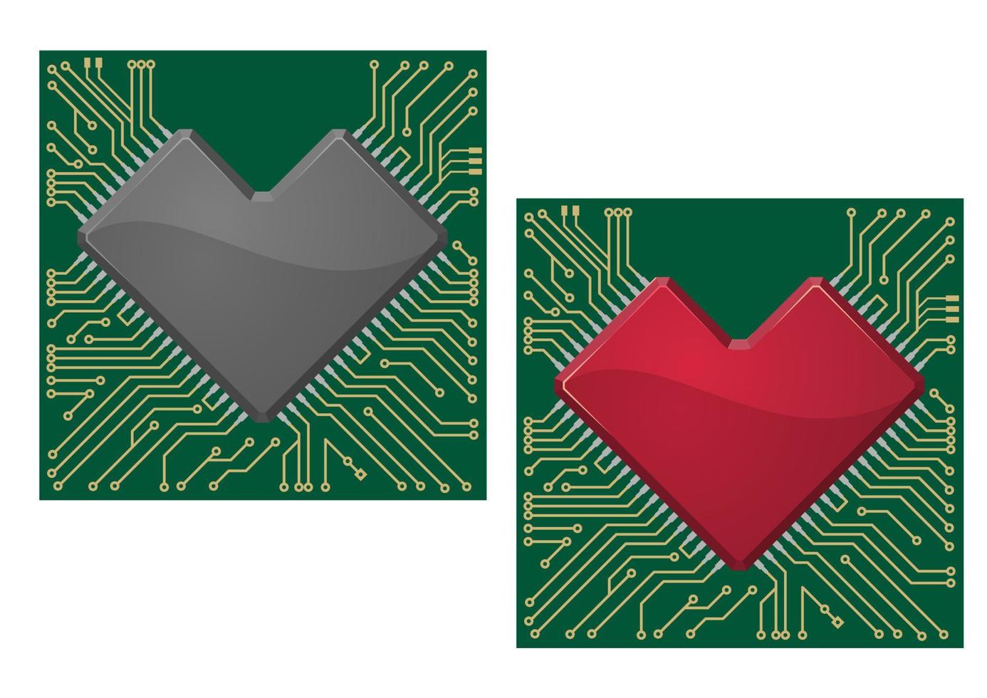 chip de corazón de la placa base vector