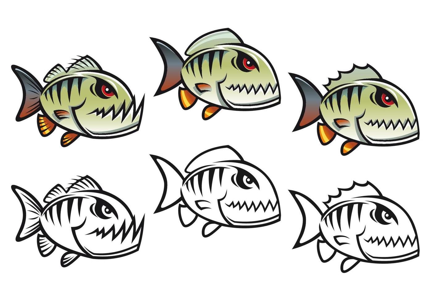 Angry cartoon piranha fish vector