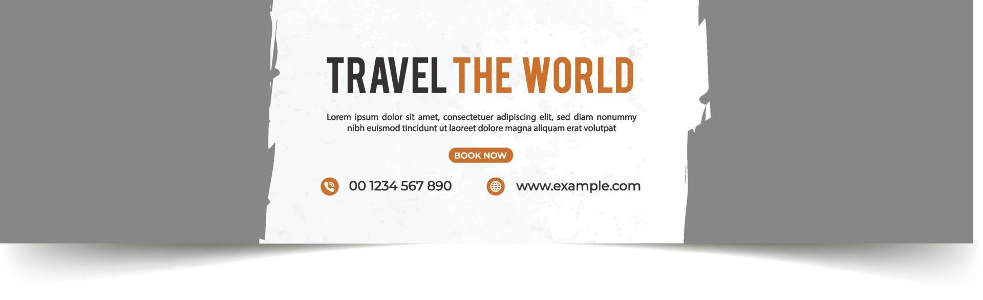 travel sale social media post template. Web banner for traveling agency business offers promotion. Holiday and tour advertising banner design. vector