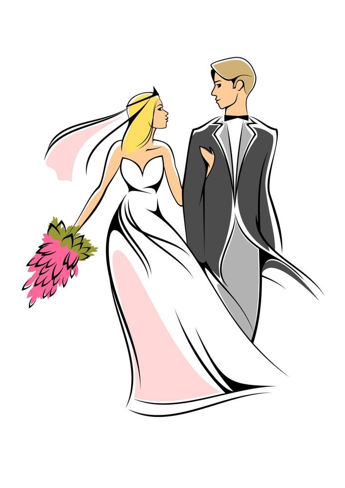 Bride and groom vector