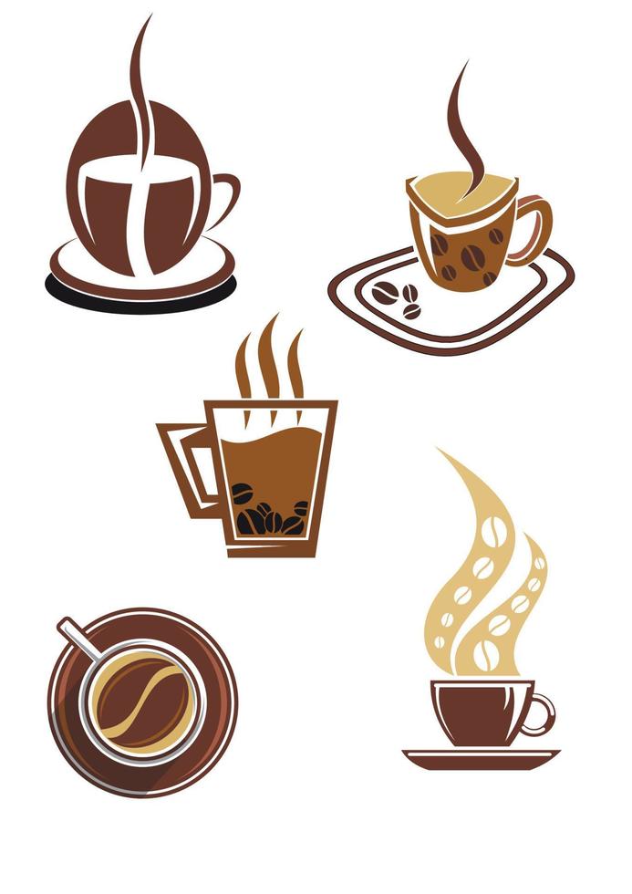 Coffee and tea symbols and icons vector