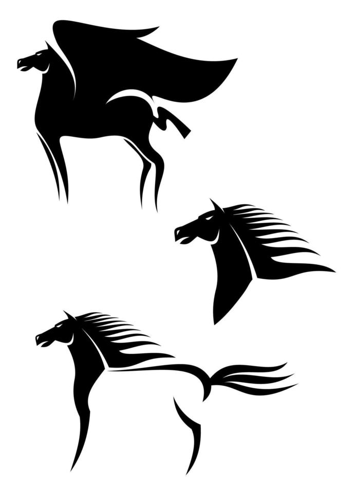 emblemas de caballos negros vector