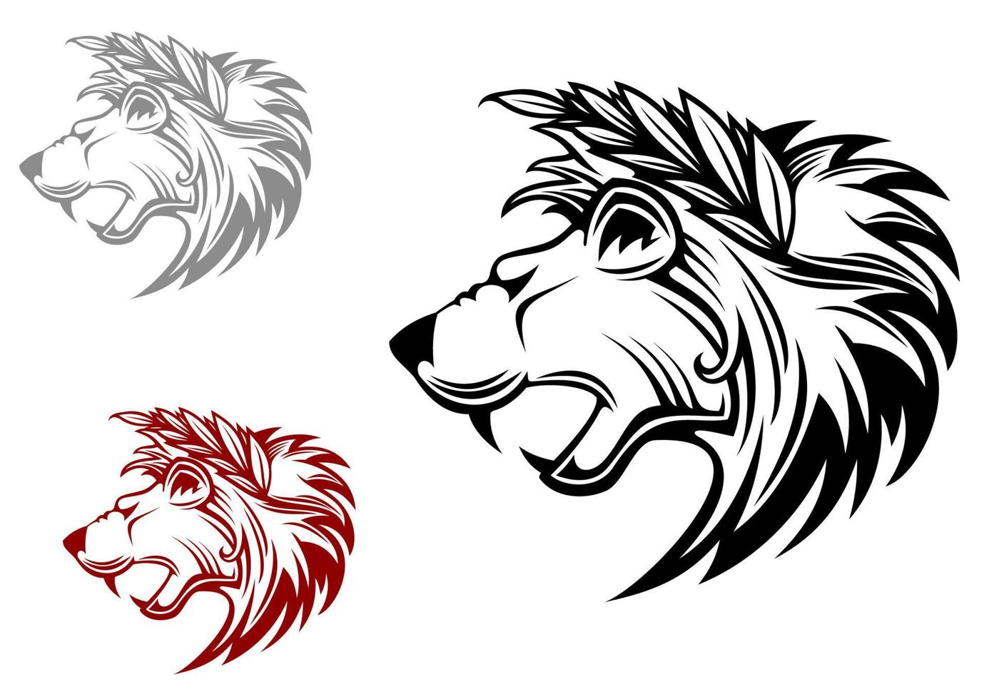 Angry heraldic lion with laurel wreath vector