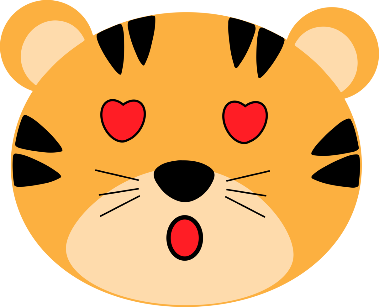 impostato di carino poco tigre personaggi con regalo scatola, per bambini arredamento, asilo disegno, striscione, emblema, modello png