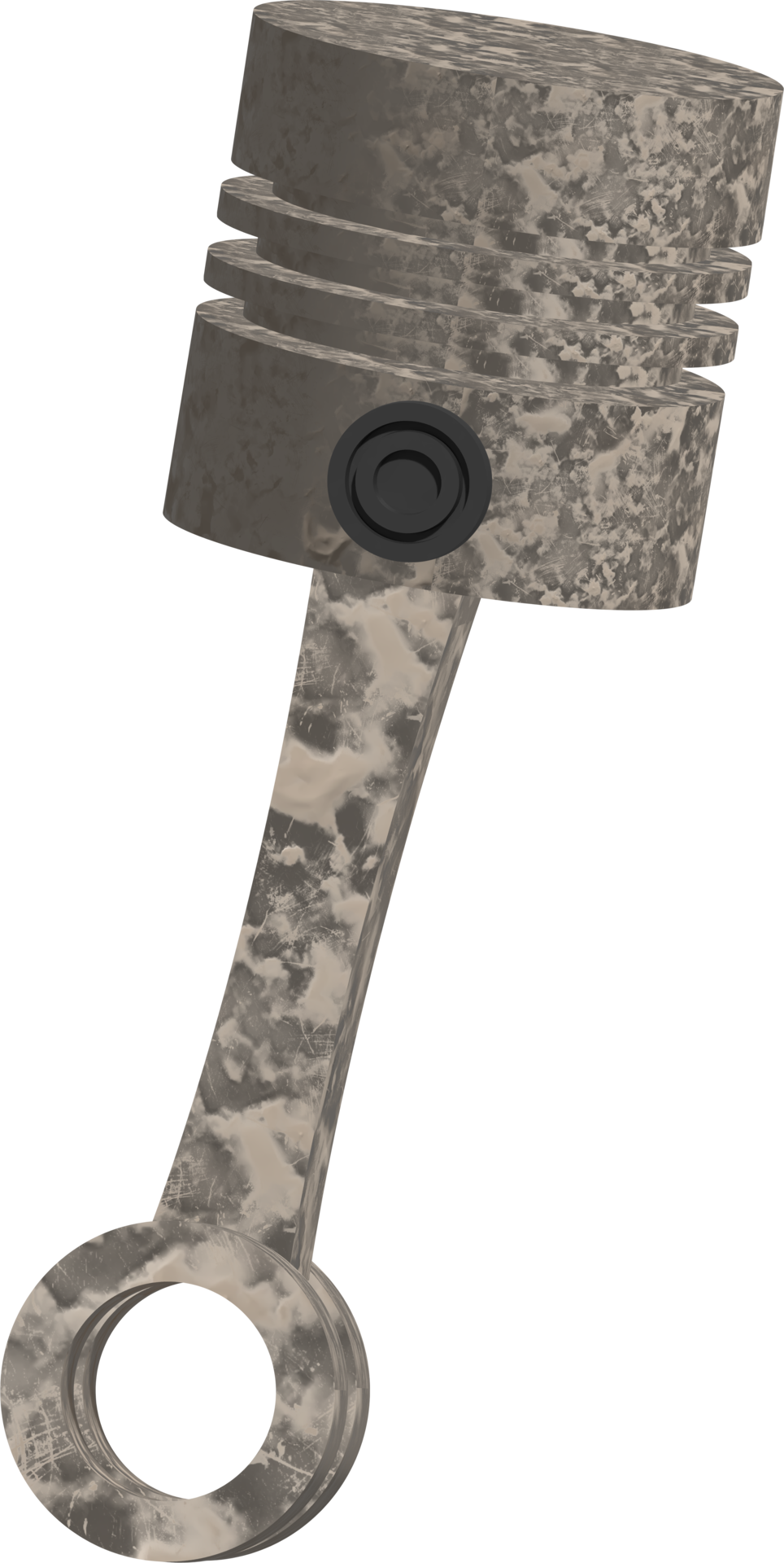 3D Realistic Engine piston with piston rings. Truck pistons on grey