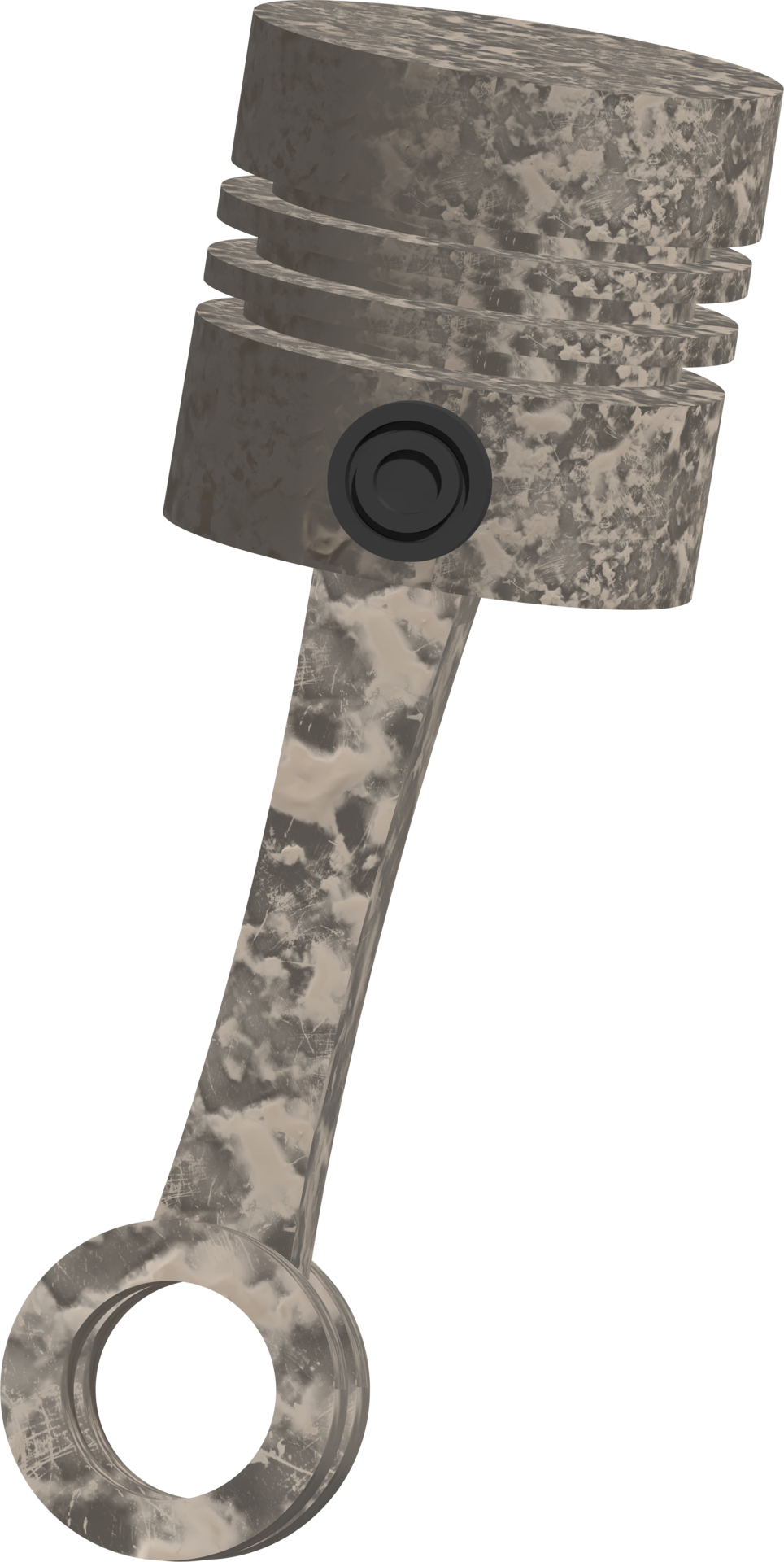 3D Realistic Engine piston with piston rings. Truck pistons on grey