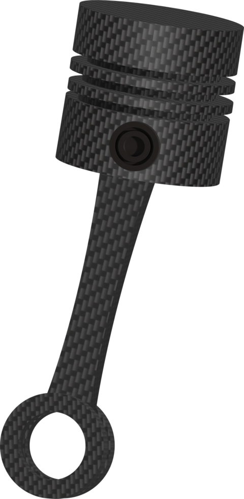 3D Realistic Engine piston with piston rings. Truck pistons on grey background. Pistons and piston rings with engine bearings. png