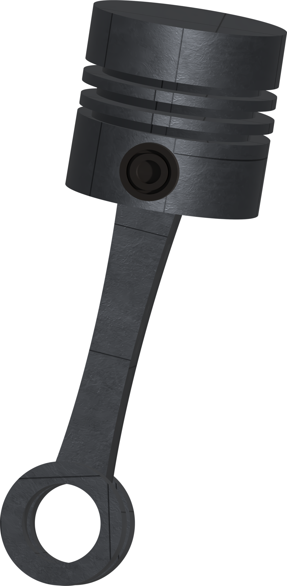 3D Realistic Engine piston with piston rings. Truck pistons on grey