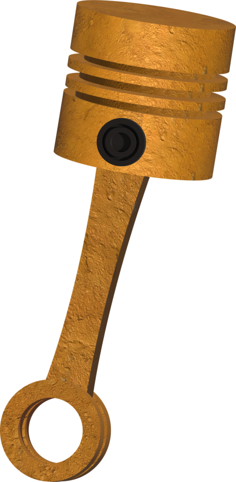 3D Realistic Engine piston with piston rings. Truck pistons on grey background. Pistons and piston rings with engine bearings. png