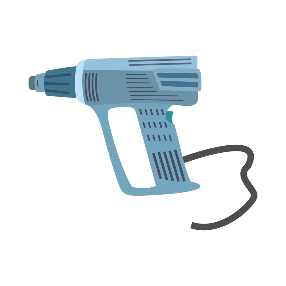 icono de taladro de mano eléctrico de diseño plano azul con ilustración vectorial vector