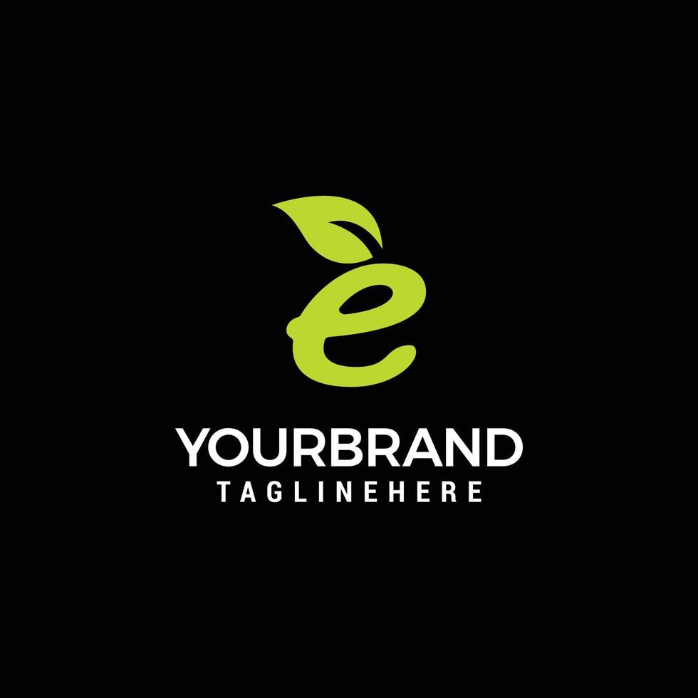 e Letter With Leaf logo design template vector